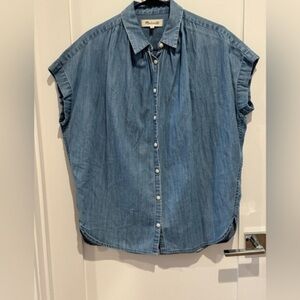 Madewell Light Weight Denim Cap Sleeve Shirt Women’s XS New oversized H